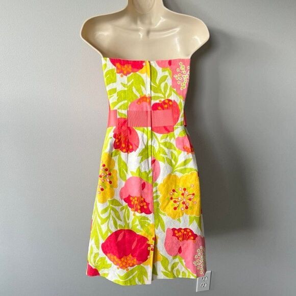 Lilly Pulitzer Colorful Vibrant Floral Strapless Dress Size 4 - Picture 3 of 10